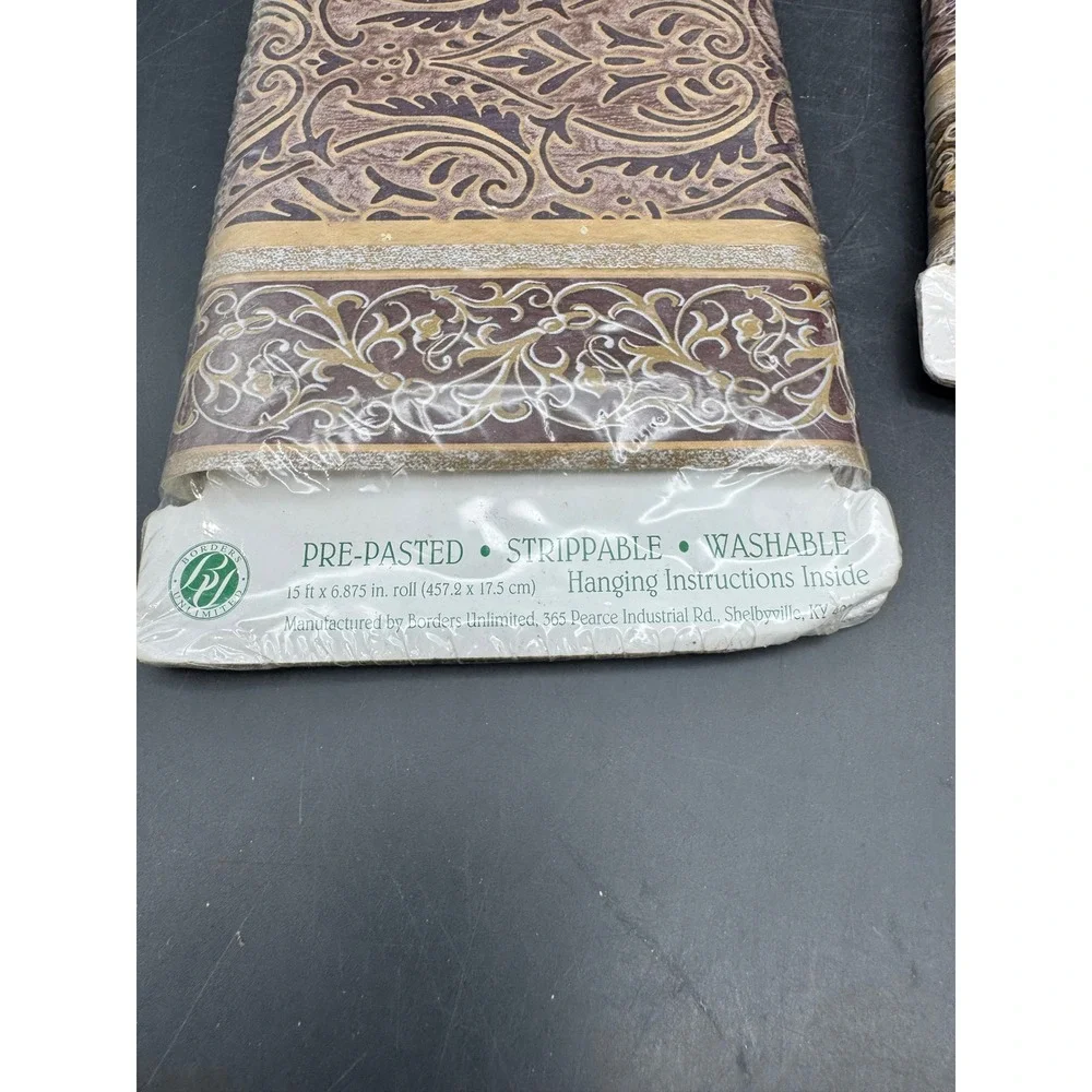 Lot of 2 Borders Unlimited Seville Wallpaper Borders Brown Scroll 15 Ft NOS